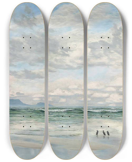 Triptych art skateboard deck of John Brett A Summer Day Whitesands Bay Pembrokeshire South Wales by John Brett (1831-1902)