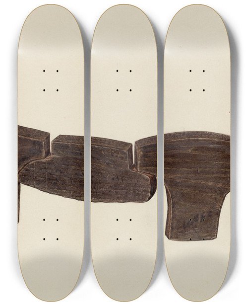Triptych art skateboard deck of Frank Budash Dachshund by Frank Budash