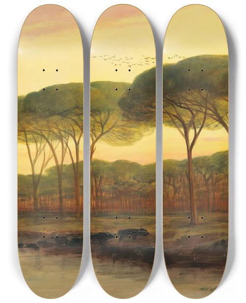 Triptych art skateboard deck of Edward Lear Ravenna by Edward Lear (1812-1888)