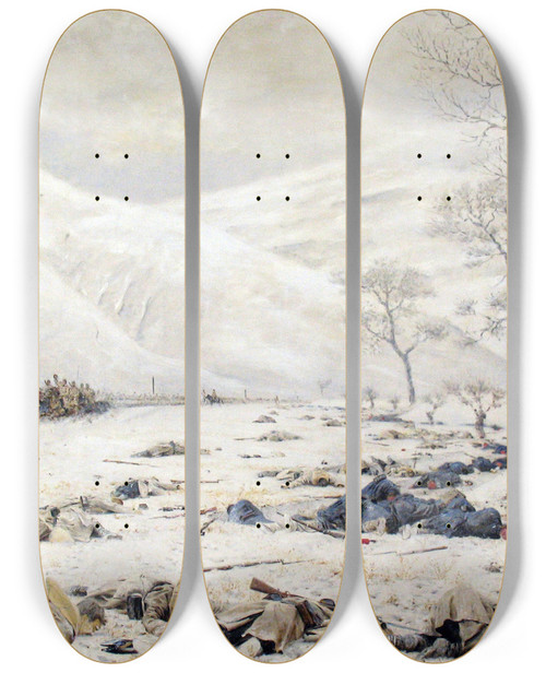 Triptych art skateboard deck of Vasily Vereshchagin Battlefield At The Shipka by Vasily Vereshchagin (1842-1904)