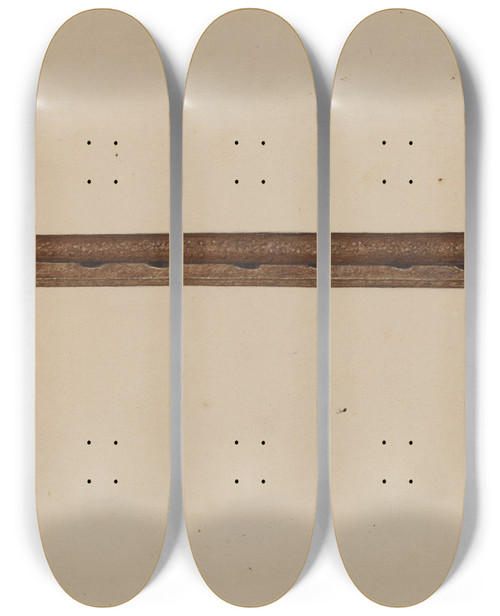 Triptych art skateboard deck of Sydney Roberts Fireplace Tool by Sydney Roberts