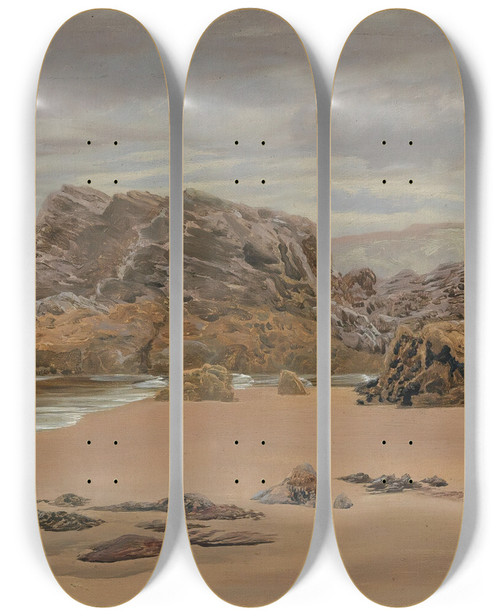 Triptych art skateboard deck of John Brett Low Water Springs by John Brett (1831-1902)