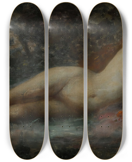 Triptych art skateboard deck of Severo Rodrguez Etchart Estudio De Desnudo Louly by Severo Rodriguez Etchart (1864-1903)