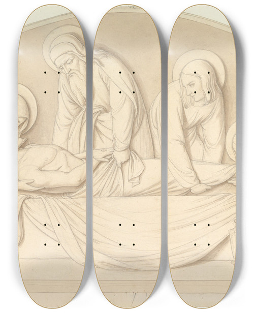 Triptych art skateboard deck of Philipp Veit The Entombment by Philipp Veit (1793-1877)