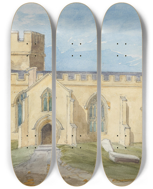 Triptych art skateboard deck of Rev James Bulwer One From A Volume Of Drawings And Prints_12 by Rev James Bulwer (1794-1879)
