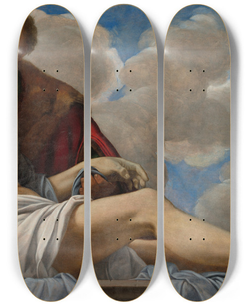 Triptych art skateboard deck of Giovanni Girolamo Savoldo Christ With Joseph Of Arimathea by Giovanni Girolamo Savoldo (1485-1548)
