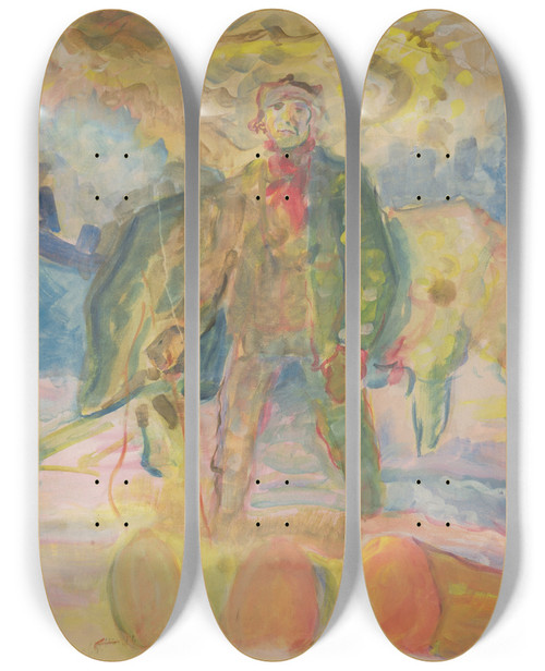 Triptych art skateboard deck of Arnold Peter Weiszkubnan Zvanie Dreva by Arnold Peter Weisz-Kubnan (1898-1944)