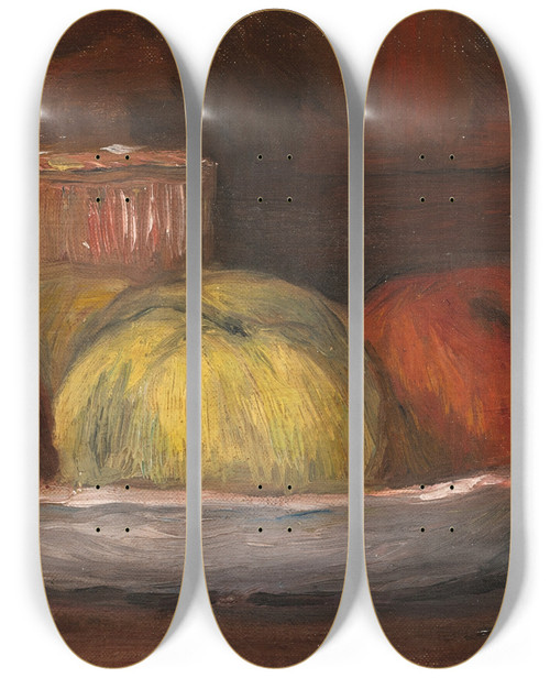 Triptych art skateboard deck of Pierreauguste Renoir Pommes Dans Un Plat Et Panier by Pierre-Auguste Renoir (1841-1919)