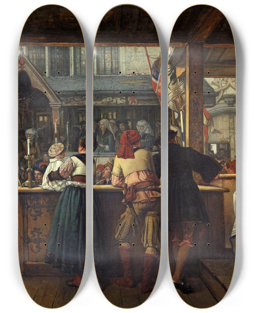 Triptych art skateboard deck of Jan August Hendrik Leys Albrecht Drer Visiting Antwerp In 1520 by Jan August Hendrik Leys (1815-1869)