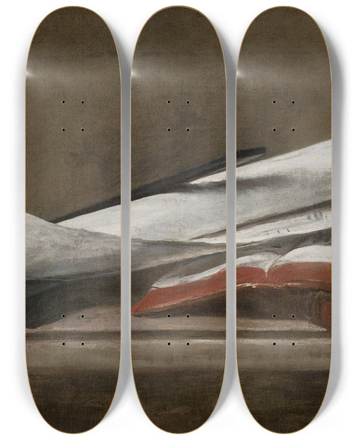 Triptych art skateboard deck of Jean Simon Chardin Attributes Of The Architect by Jean Simeon Chardin (1699-1779)