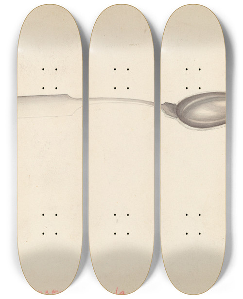 Triptych art skateboard deck of Lon Cronk Spoon by Lon Cronk
