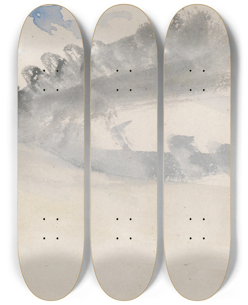 Triptych art skateboard deck of Joseph Mallord William Turner The Channel Sketchbook 41 by Joseph Mallord William Turner (1775-1851)