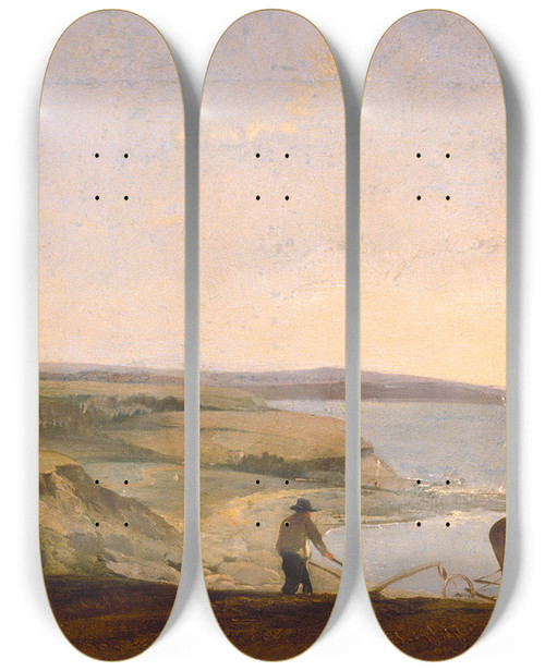 Triptych art skateboard deck of John Crome View Near Weymouth by John Crome (1768-1821)