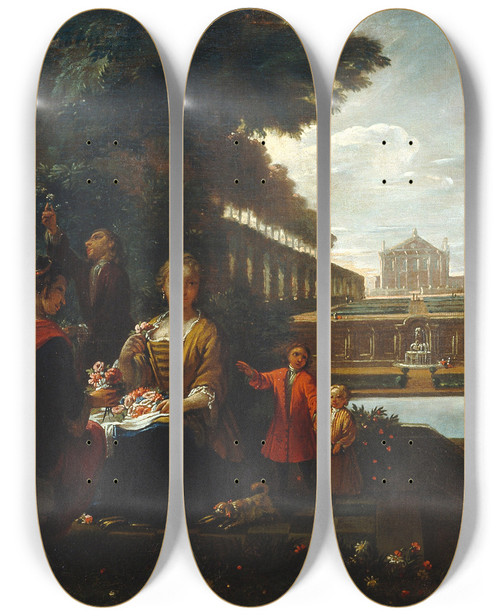 Triptych art skateboard deck of Antoni Viladomat Spring by Antoni Viladomat (1678-1755)