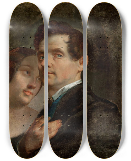 Triptych art skateboard deck of Rafa Hadziewicz Collective Portrait by Rafal Hadziewicz (1803-1886)