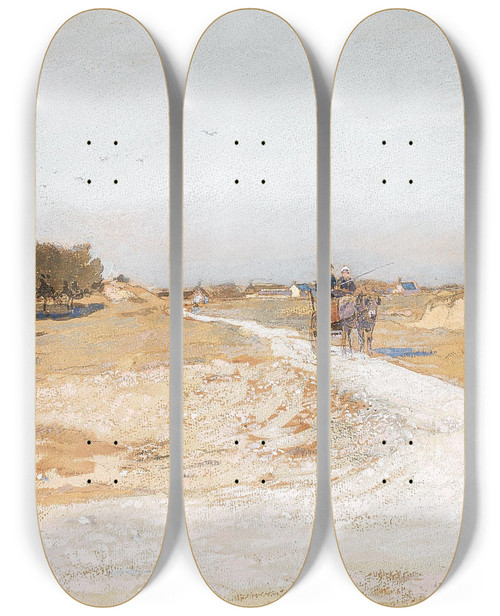 Triptych art skateboard deck of Eugen Jettel Route Blanche A La Moliere Du Sable by Eugen Jettel (1845-1901)