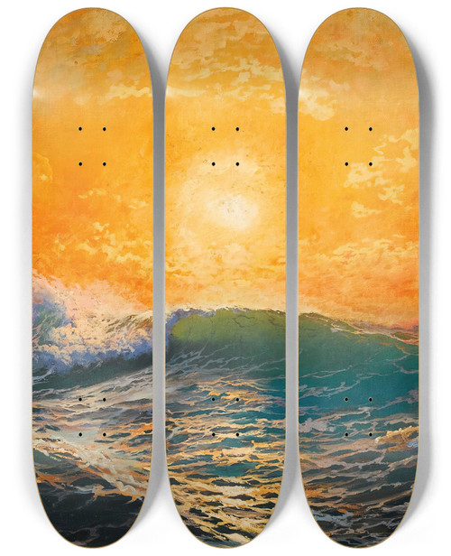 Triptych art skateboard deck of Diyarbakirli Tahsin Marine by Diyarbakirli Tahsin (1875-1937)