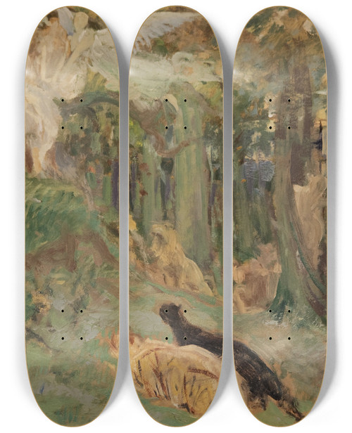 Triptych art skateboard deck of Lucolivier Merson La Posie Dans Lantiquit by Luc-Olivier Merson (1846-1920)