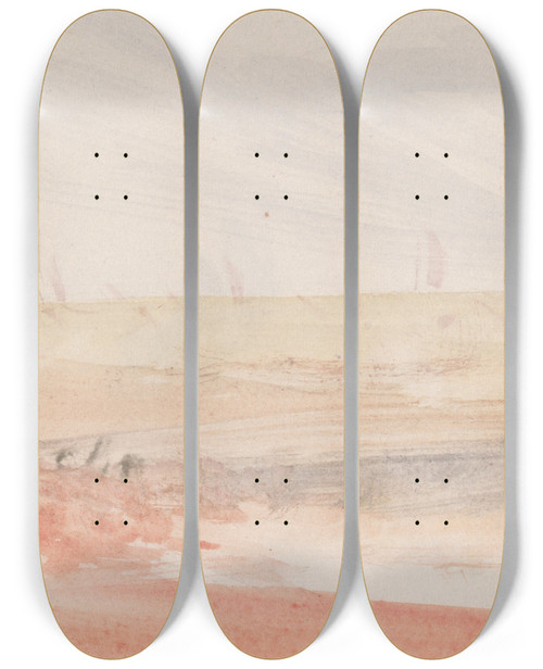 Triptych art skateboard deck of Joseph Mallord William Turner The Channel Sketchbook 47 by Joseph Mallord William Turner (1775-1851)