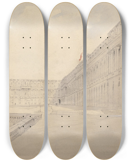 Triptych art skateboard deck of James Holland Versailles by James Holland (1800-1870)