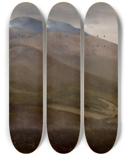 Triptych art skateboard deck of Albert Bierstadt White Mountains New Hampshire by Albert Bierstadt (1830-1902)