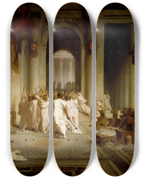 Triptych art skateboard deck of Jeanlon Grme The Death Of Caesar by Jean-Lon Grme (1824-1904)