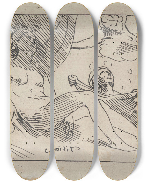 Triptych art skateboard deck of Peter Paul Rubens Dana by Peter Paul Rubens (1577-1640)