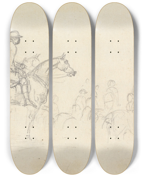 Triptych art skateboard deck of Sawrey Gilpin A Hunting Scene by Sawrey Gilpin (1733-1807)