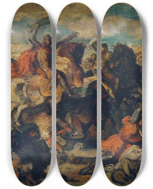 Triptych art skateboard deck of Carl Rahl Friedrich Ii Der Streitbare 12191246 Als Sieger Ber Die Mongolen In Der Schlacht An Der Leitha Bei Wiener Neustadt Am 15 Juni 1246 by Carl Rahl (1812-1865)
