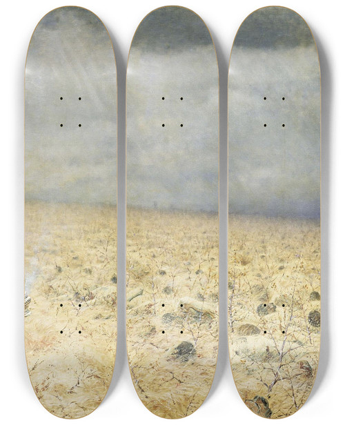 Triptych art skateboard deck of Vasily Vereshchagin Defeated Memorial Service by Vasily Vereshchagin (1842-1904)