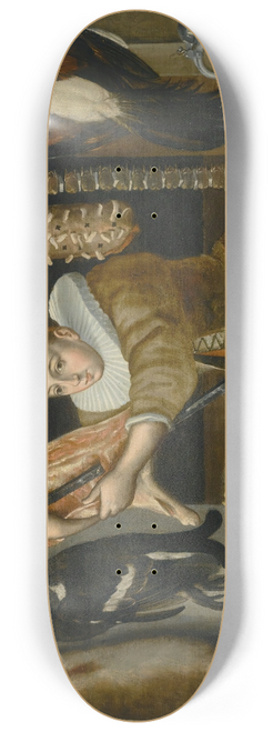 Dutch School - AStill Life Of A Larder, With A Maid 8.25 inch art skate deck