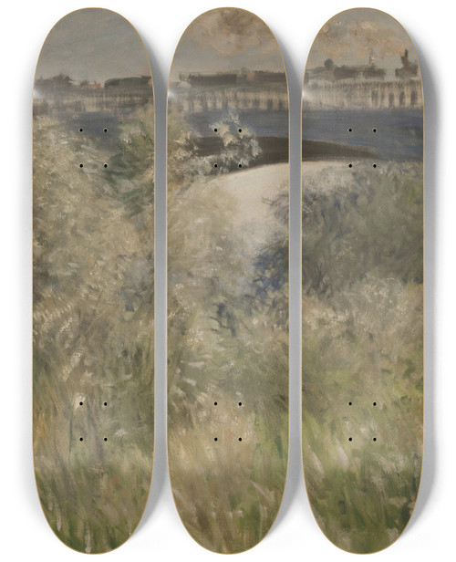 Triptych art skateboard deck of Claude Monet Le Pont D Argenteuil by Claude Monet (1840-1926)
