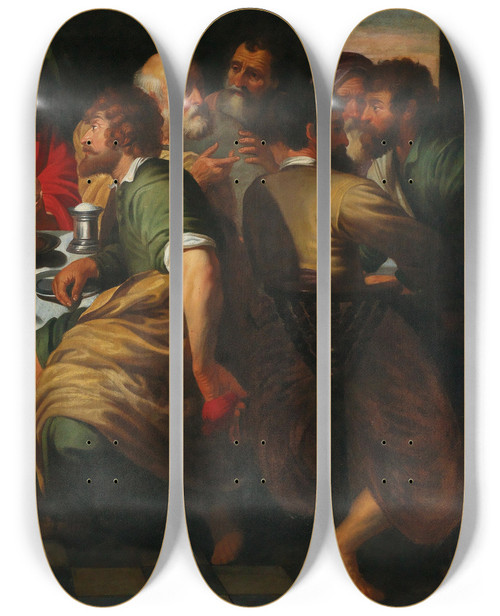Triptych art skateboard deck of Artus Wolfaerts And Workshop The Last Supper by Artus Wolfaerts And Workshop (1581-1641)