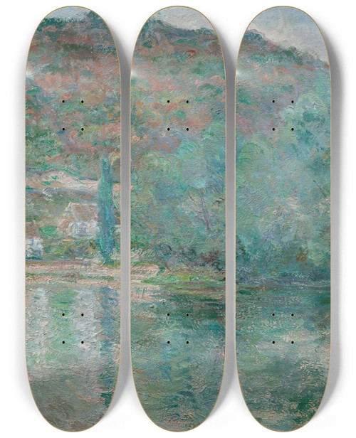 Triptych art skateboard deck of Blanche Hoschedmonet La Seine Eauplet by Blanche Hoschede Monet (1865-1947)