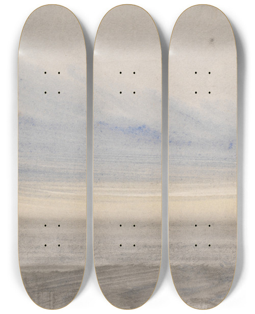 Triptych art skateboard deck of Joseph Mallord William Turner The Channel Sketchbook 5 by Joseph Mallord William Turner (1775-1851)