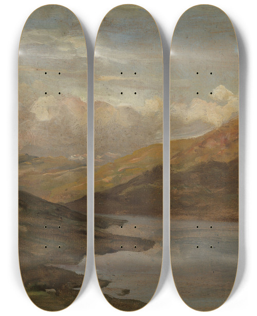 Triptych art skateboard deck of Johan Christian Dahl Landscape At Nystuen In Filefjell by Johan Christian Dahl (1788-1857)