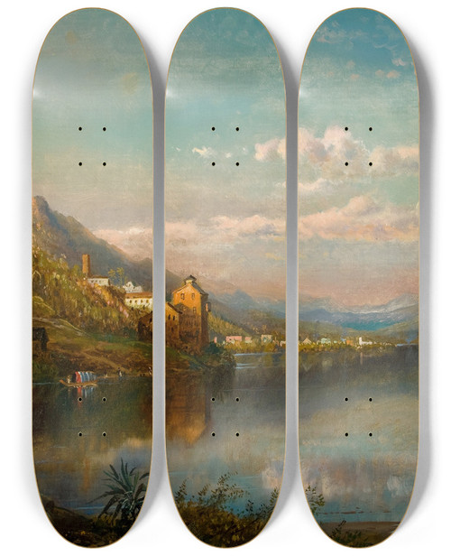 Triptych art skateboard deck of Edmund Darch Lewis A View Of Cuba by Edmund Darch Lewis (1835-1910)