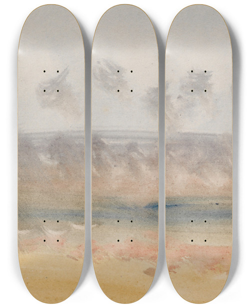 Triptych art skateboard deck of Joseph Mallord William Turner The Channel Sketchbook 4 by Joseph Mallord William Turner (1775-1851)