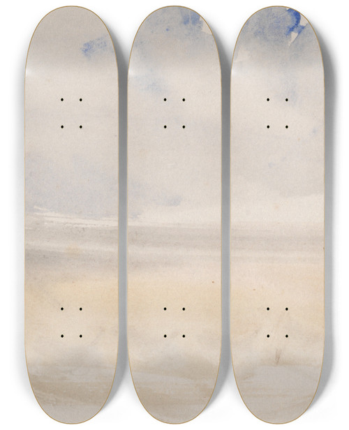 Triptych art skateboard deck of Joseph Mallord William Turner The Channel Sketchbook 7 by Joseph Mallord William Turner (1775-1851)