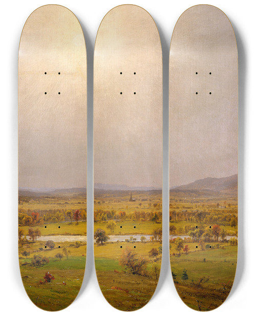 Triptych art skateboard deck of Jasper Francis Cropsey Pompton Plains New Jersey_1 by Jasper Francis Cropsey (1823-1900)
