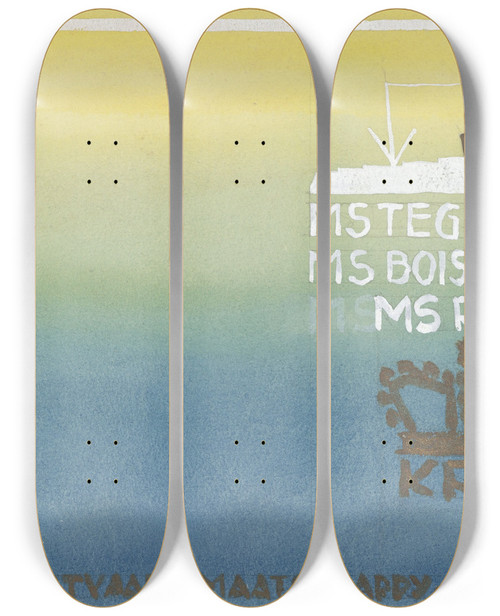 Triptych art skateboard deck of Carel Adolph Lion Cachet Ontwerp Voor Vignet Van De Koninklijke Paketvaart Maatschappij_1 by Carel Adolph Lion Cachet (1864-1945)