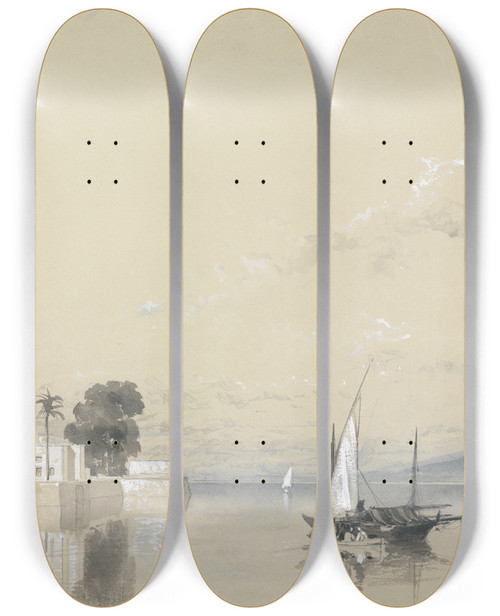 Triptych art skateboard deck of William James Mller Miniyeh El Minya_1 by William James Muller (1812-1845)