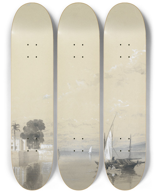 Triptych art skateboard deck of William James Mller Miniyeh El Minya_2 by William James Muller (1812-1845)