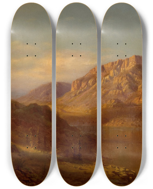 Triptych art skateboard deck of Hamilton Hamilton Wind River Wyoming by Hamilton Hamilton (1847-1928)