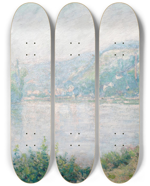 Triptych art skateboard deck of Blanche Hoschedmonet Bords De Seine_1 by Blanche Hoschede Monet (1865-1947)