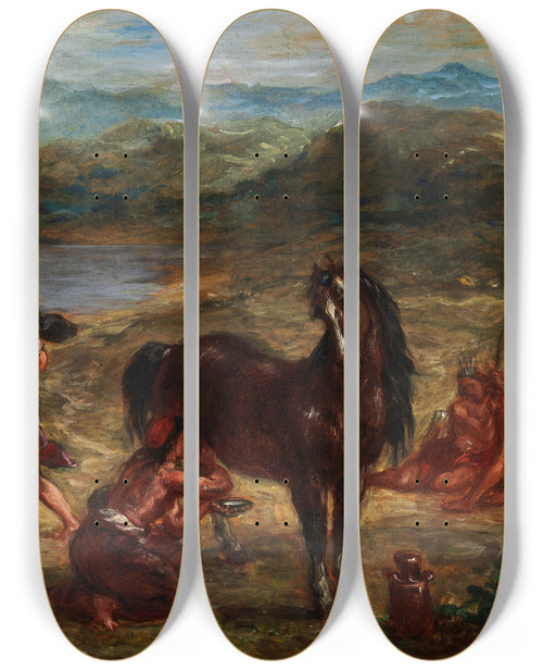 Triptych art skateboard deck of Eugne Delacroix Ovid Among The Scythians by Eugene Delacroix (1798-1863)