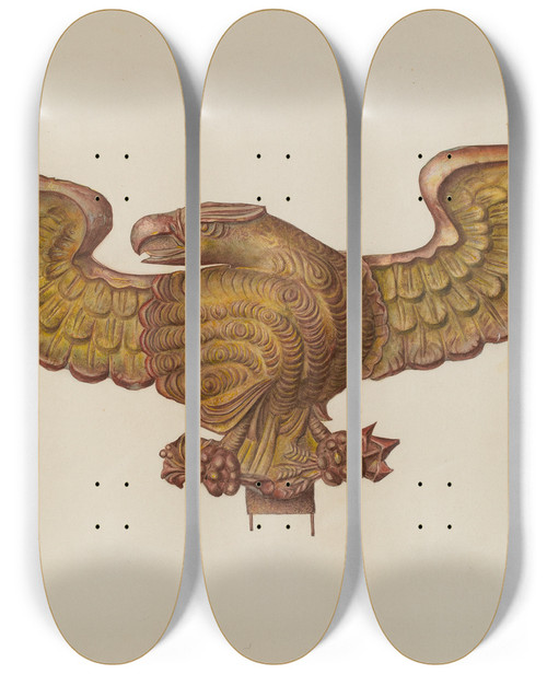 Triptych art skateboard deck of Mina Lowry Eagle_2 by Mina Lowry (1894-1942)