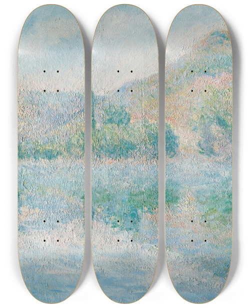 Triptych art skateboard deck of Blanche Hoschedmonet Bords De Seine_2 by Blanche Hoschede Monet (1865-1947)