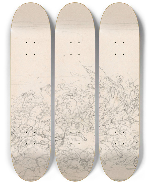 Triptych art skateboard deck of Nicaise De Keyser The Battle Of Nieuwpoort_1 by Nicaise De Keyser (1813-1887)