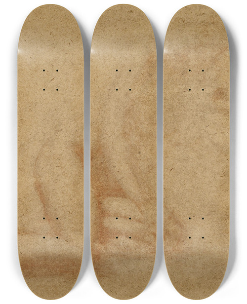 Triptych art skateboard deck of Louisfranois Cabanes Etude De Femme Nue by Louis-Franois Cabanes (1867-1947)